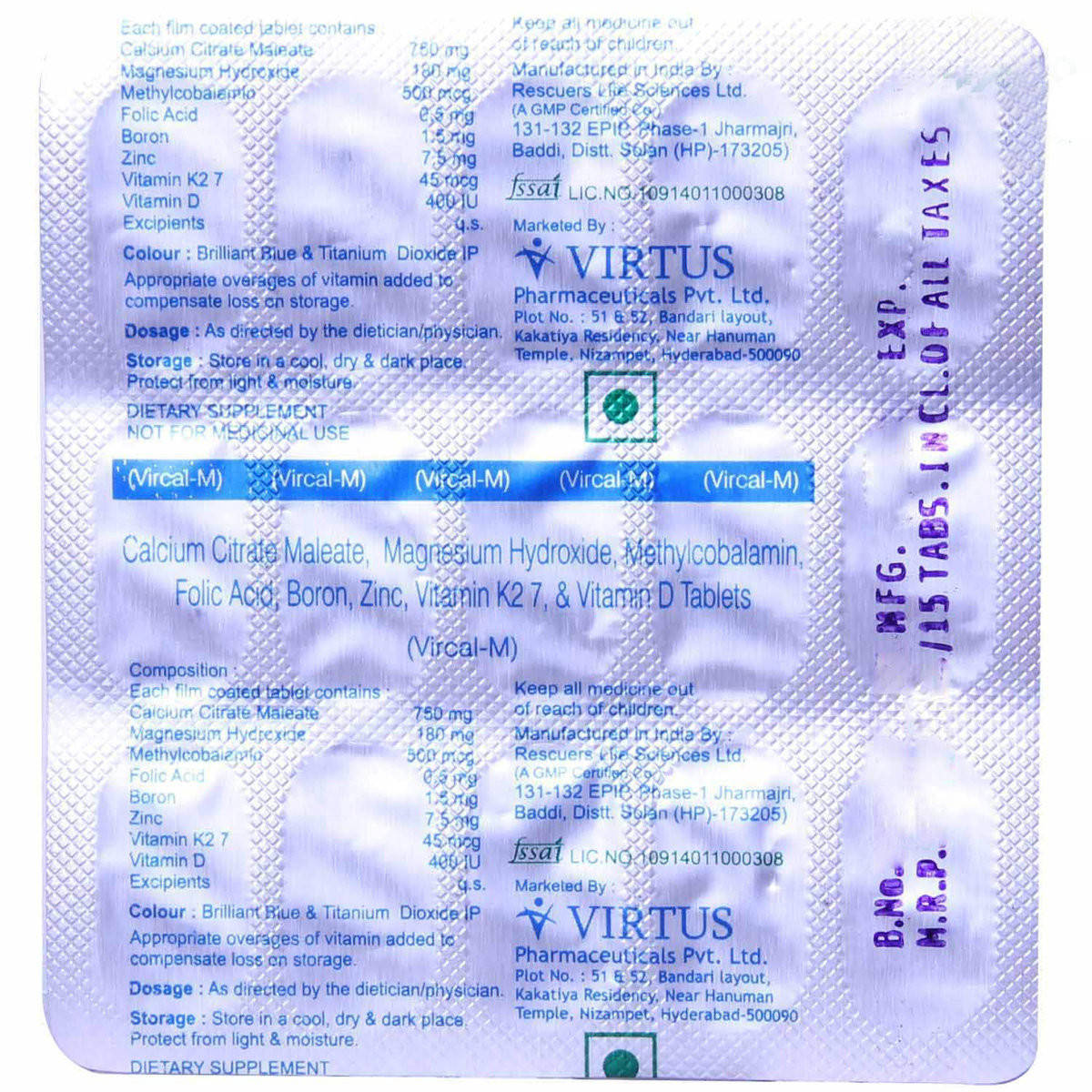 Vircal-M Tablet 15's, Pack of 15 TABLETS Vircal-M Tablet 15's, Pack of 15 TABLETS