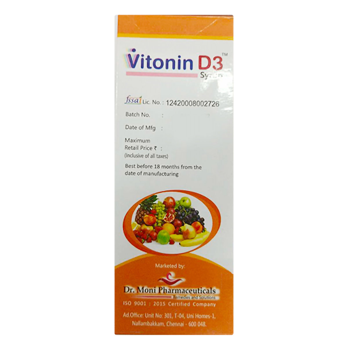 Vitonin D3 Syrup 200 ml, Pack of 1 Vitonin D3 Syrup 200 ml, Pack of 1