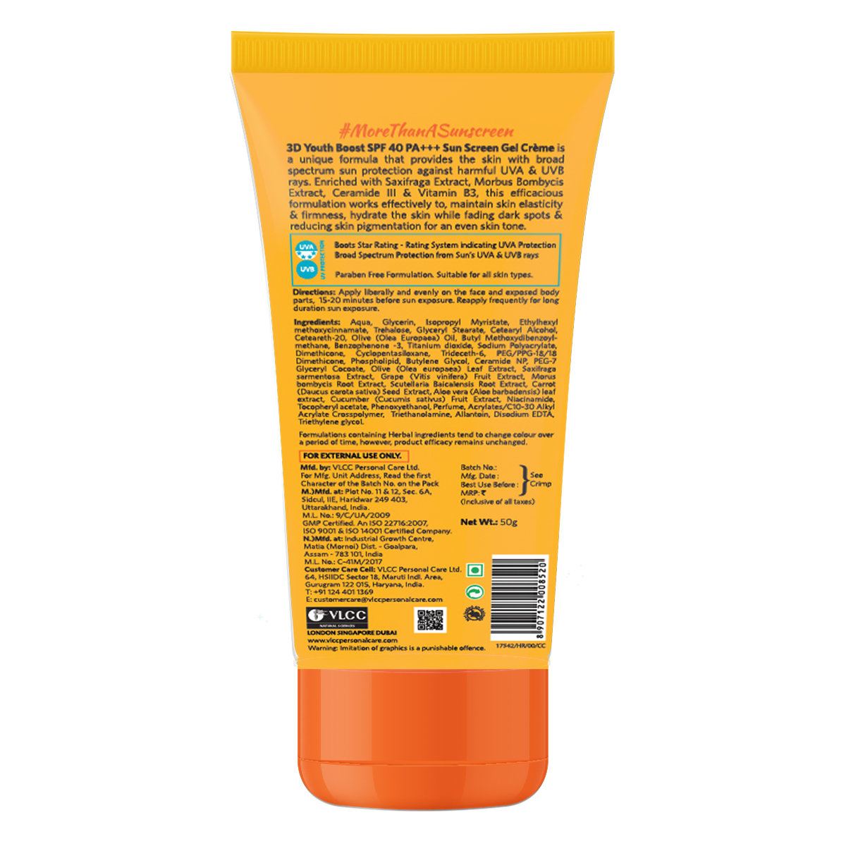 VLCC 3D Youth Boost SPF 40 PA+++ Sunscreen Gel Crème, 50 gm, Pack of 1 VLCC 3D Youth Boost SPF 40 PA+++ Sunscreen Gel Crème, 50 gm, Pack of 1