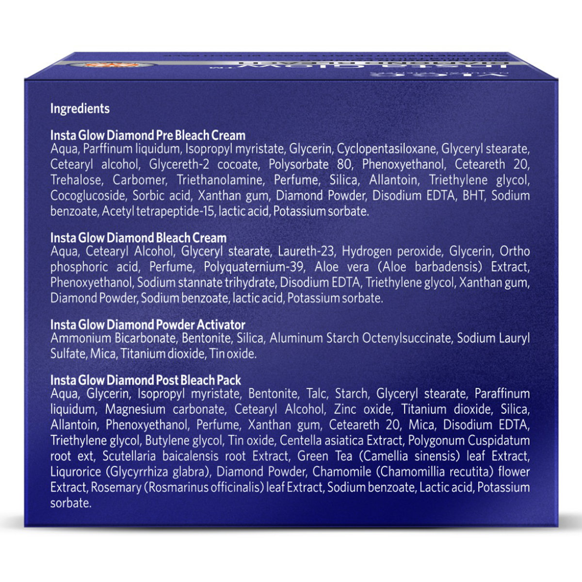 VLCC Instaglow Diamond Bleach 60 gm | With Diamond Powder | Pre & Post Bleach Cream | Gives Sparkling Firmness, Pack of 1 VLCC Instaglow Diamond Bleach 60 gm | With Diamond Powder | Pre & Post Bleach Cream | Gives Sparkling Firmness, Pack of 1