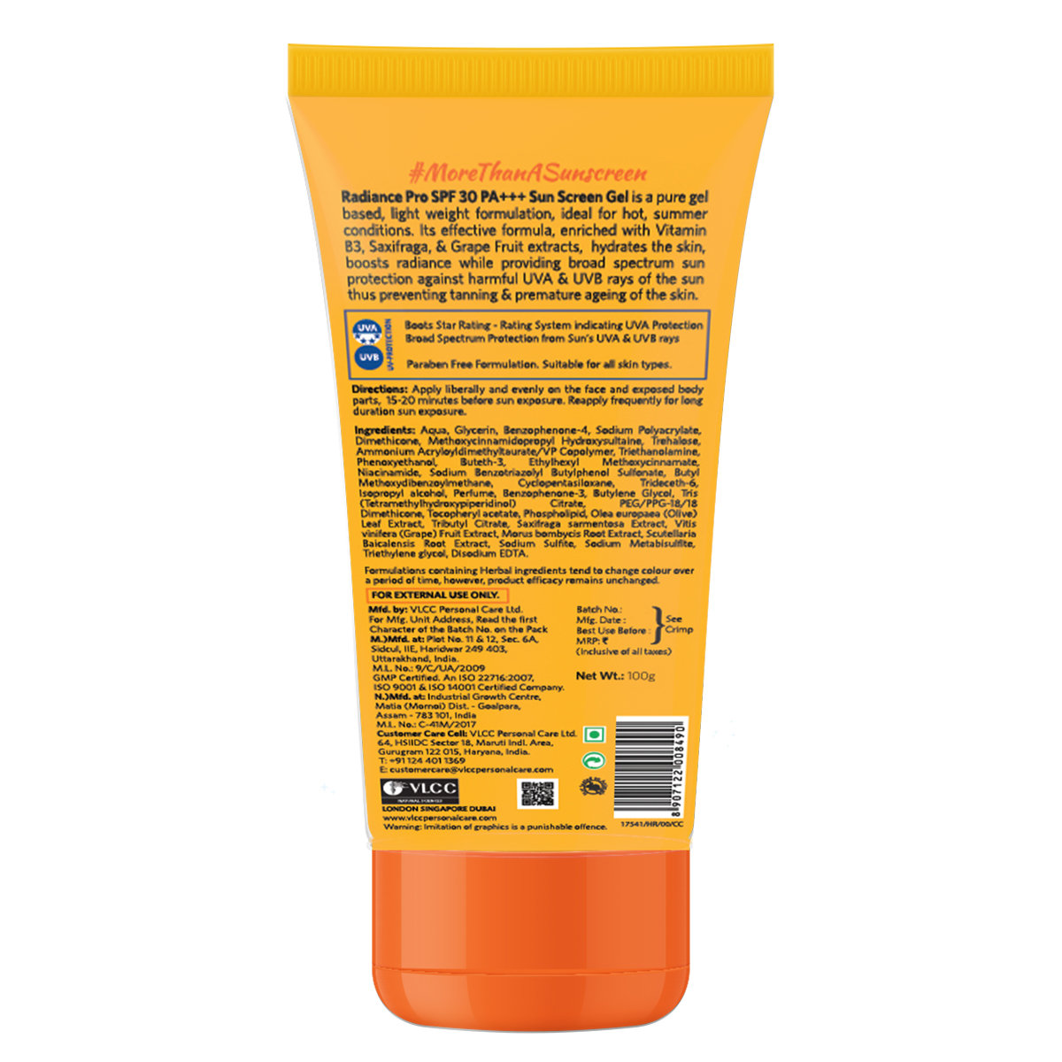 VLCC Radiance Pro SPF 30 PA+++ Sunscreen Gel, 100 gm, Pack of 1 VLCC Radiance Pro SPF 30 PA+++ Sunscreen Gel, 100 gm, Pack of 1