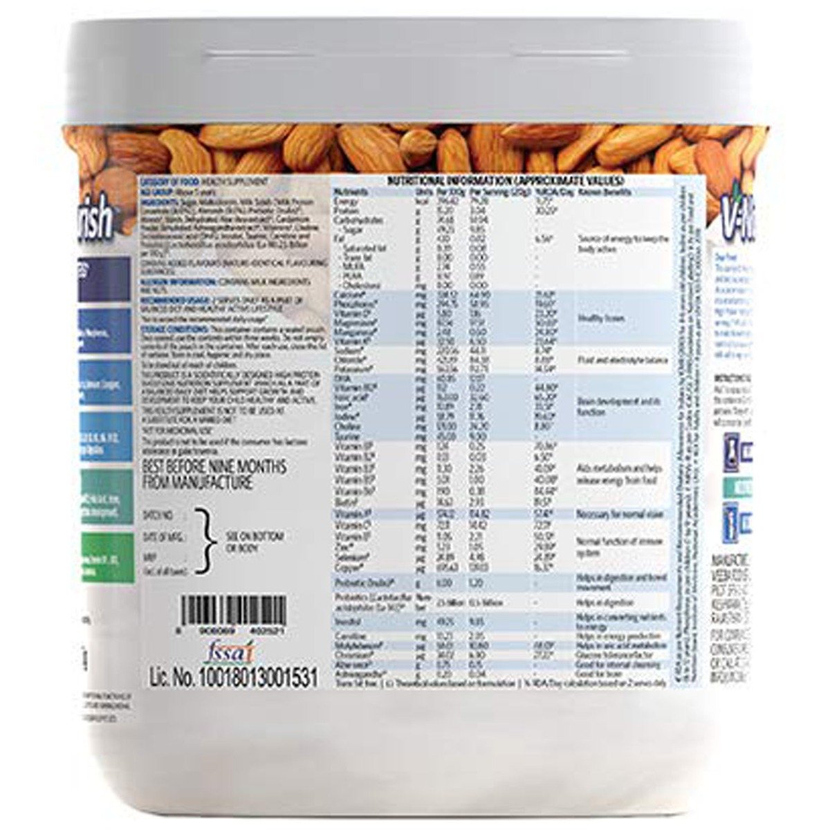 V-Nourish Badam Flavour Kids Nutrition Powder, 200 gm Jar, Pack of 1 V-Nourish Badam Flavour Kids Nutrition Powder, 200 gm Jar, Pack of 1