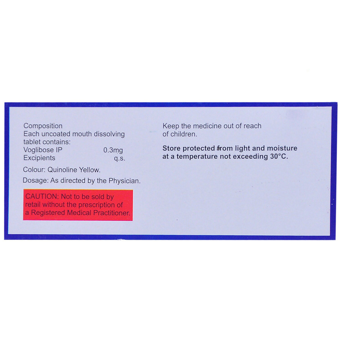 VOGLIKEM 0.3MG TABLET, Pack of 10 TABLETS VOGLIKEM 0.3MG TABLET, Pack of 10 TABLETS