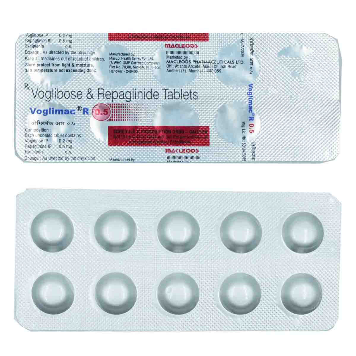 Buy Voglimac R 0.5/0.2mg Tablet 10's Online