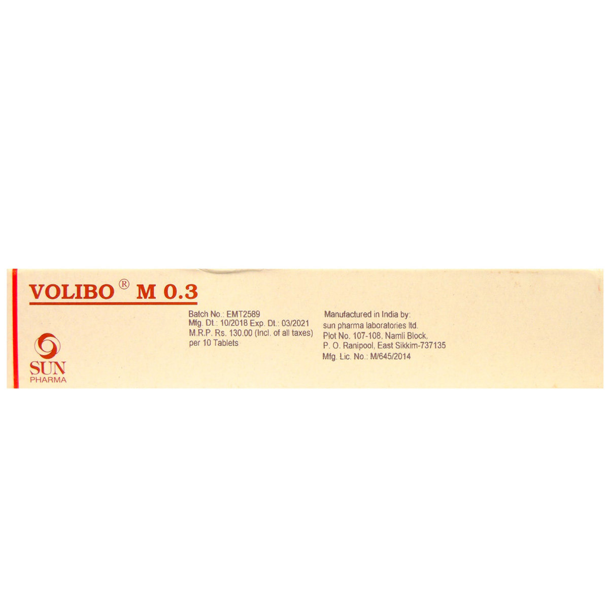 Volibo M 0.3 Tablet 10's, Pack of 10 Volibo M 0.3 Tablet 10's, Pack of 10