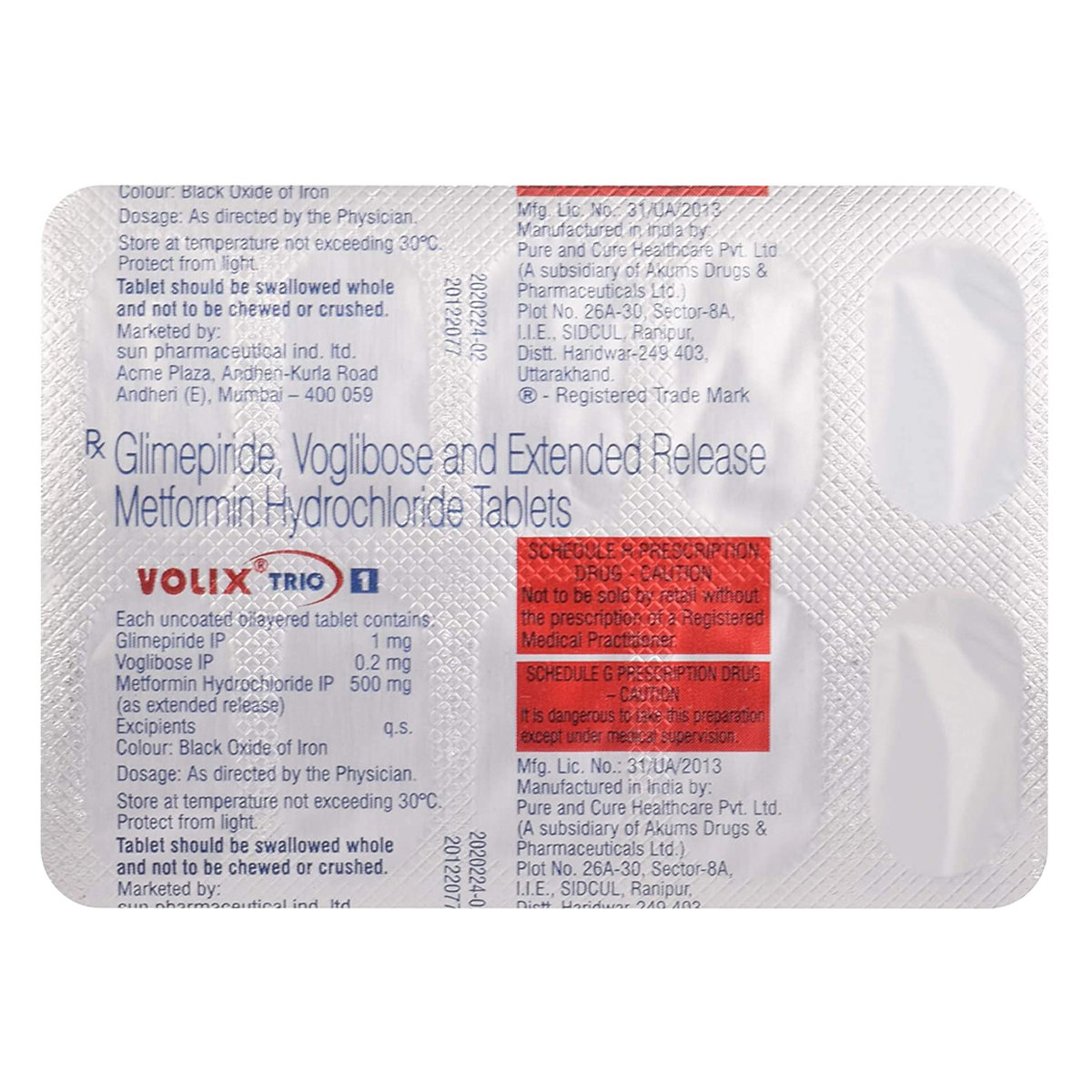 Volix Trio 1 Tablet 10's, Pack of 10 TABLETS Volix Trio 1 Tablet 10's, Pack of 10 TABLETS