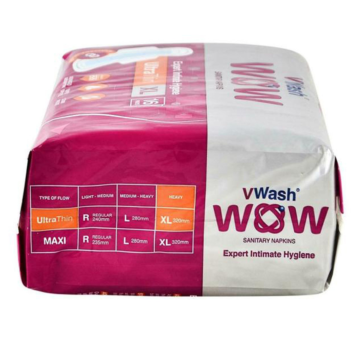 VWash Wow Ultra Thin Sanitary Napkins,XL, 16 Count, Pack of 1 VWash Wow Ultra Thin Sanitary Napkins,XL, 16 Count, Pack of 1