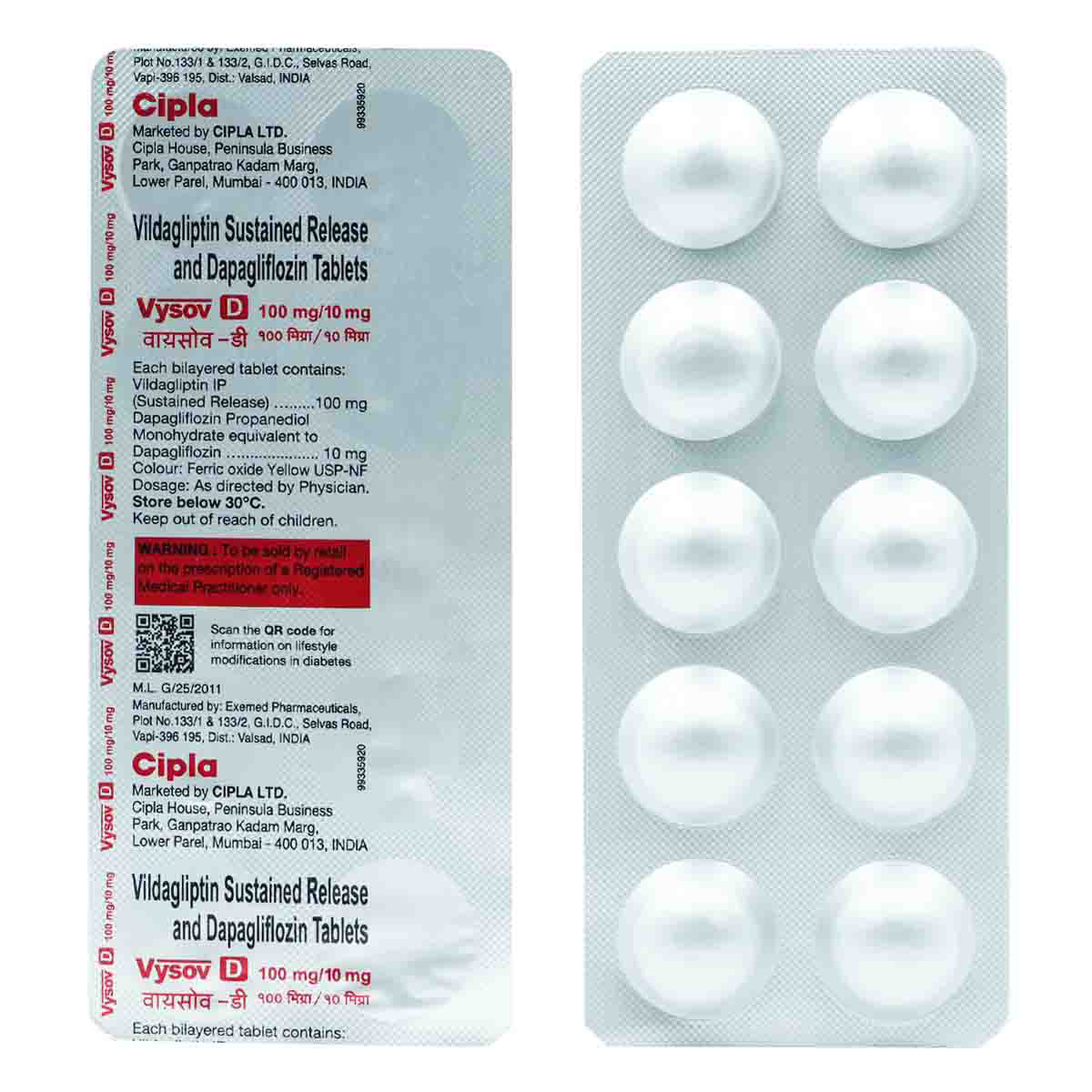 Vysov D 100 mg/10 mg Tablet 10's, Pack of 10 Vysov D 100 mg/10 mg Tablet 10's, Pack of 10