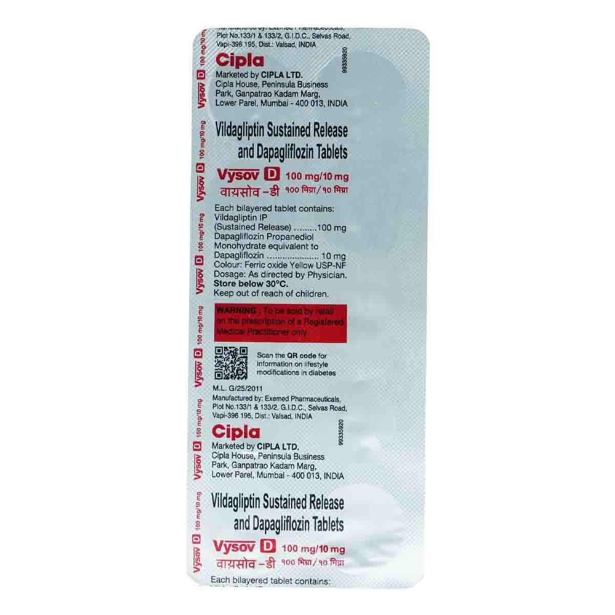 Vysov D 100 mg/10 mg Tablet 10's, Pack of 10 Vysov D 100 mg/10 mg Tablet 10's, Pack of 10
