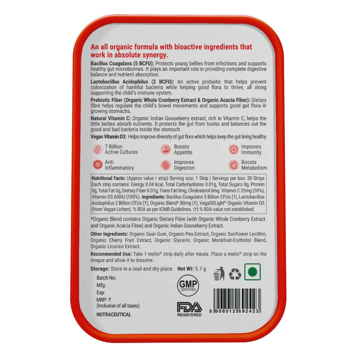 Wellbeing Nutrition Melts Into Active Frozen Probiotic Strips, 30 Count, Pack of 1 Wellbeing Nutrition Melts Into Active Frozen Probiotic Strips, 30 Count, Pack of 1