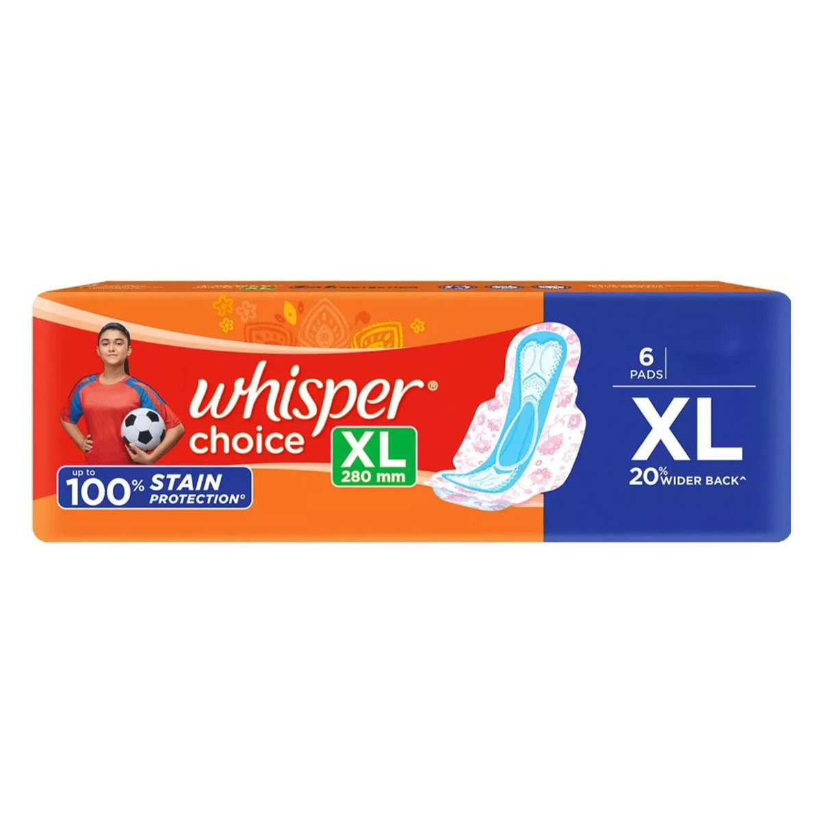Whisper Choice Wings Sanitary Pads XL, 6 Count, Pack of 1 Whisper Choice Wings Sanitary Pads XL, 6 Count, Pack of 1