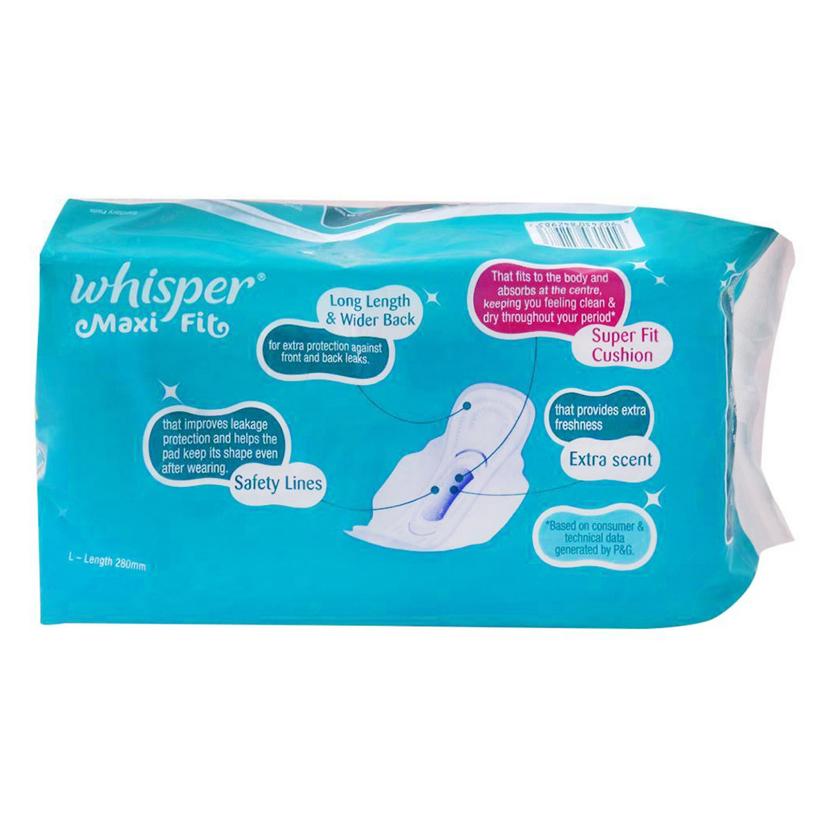 Whisper Max Fit Wings Sanitary Pads Large, 15 Count, Pack of 1 Whisper Max Fit Wings Sanitary Pads Large, 15 Count, Pack of 1