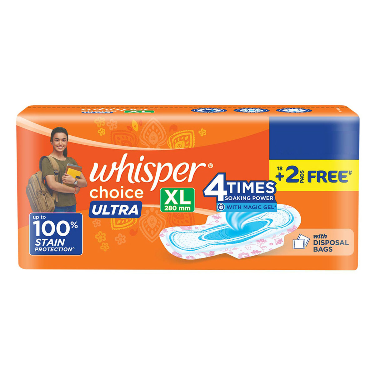 Whisper Choice Ultra Wings Sanitary Pads XL, 20 Count, Pack of 1 Whisper Choice Ultra Wings Sanitary Pads XL, 20 Count, Pack of 1