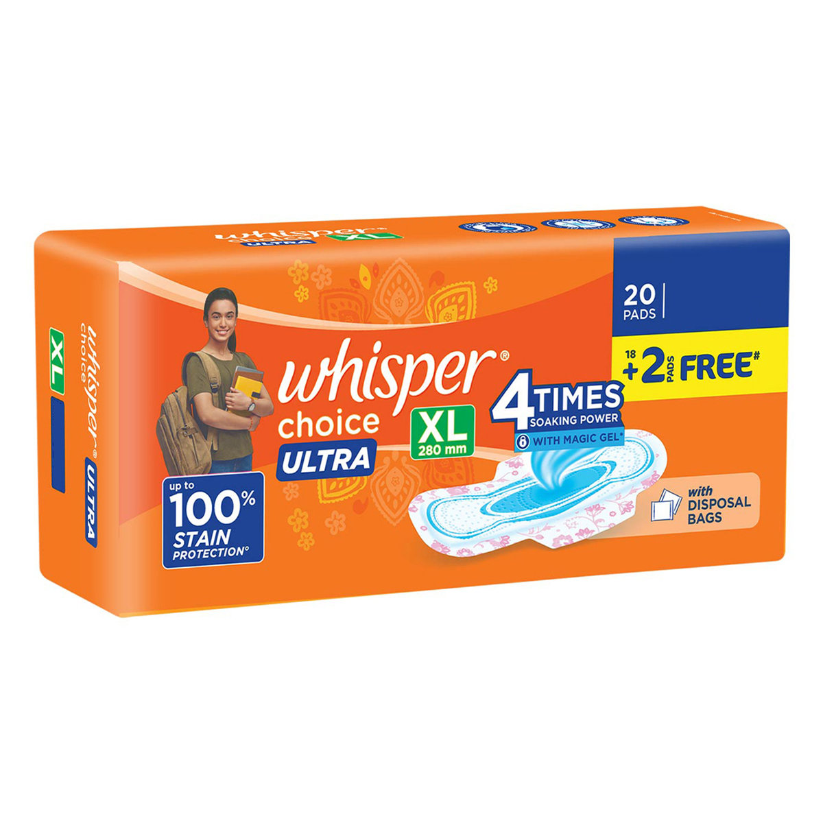 Whisper Choice Ultra Wings Sanitary Pads XL, 20 Count, Pack of 1 Whisper Choice Ultra Wings Sanitary Pads XL, 20 Count, Pack of 1