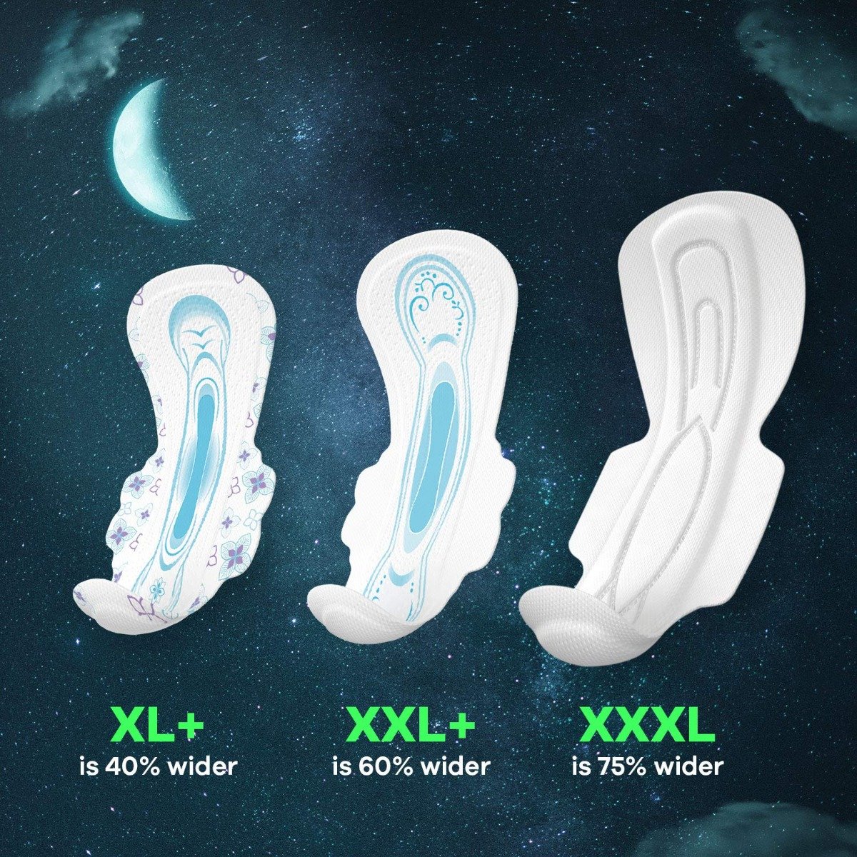 Whisper Bindazzz Nights Sanitary Pads XXL+, 2 Count, Pack of 1 Whisper Bindazzz Nights Sanitary Pads XXL+, 2 Count, Pack of 1
