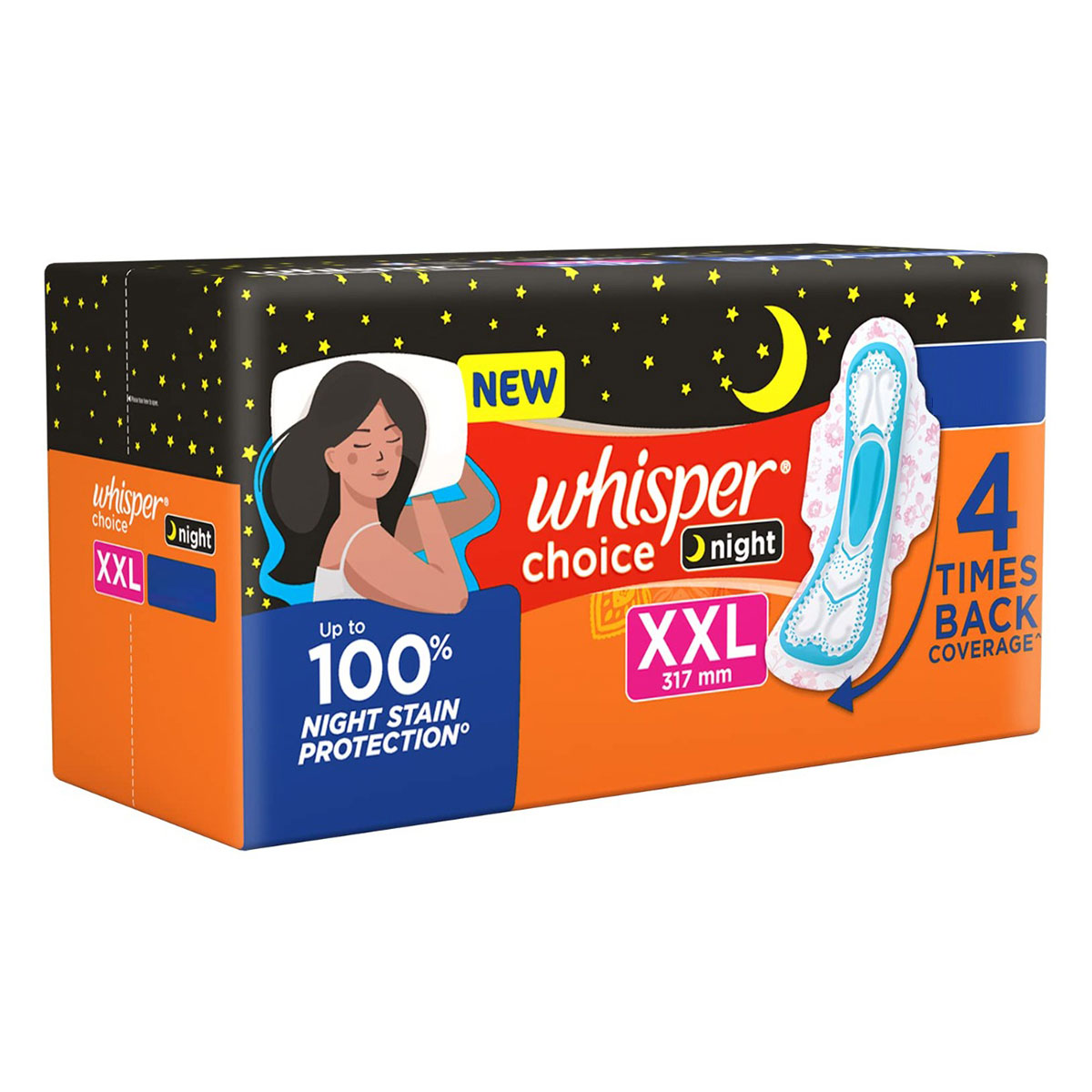 Whisper Choice Night Sanitary Pads XXL, 16 Count, Pack of 1 Whisper Choice Night Sanitary Pads XXL, 16 Count, Pack of 1