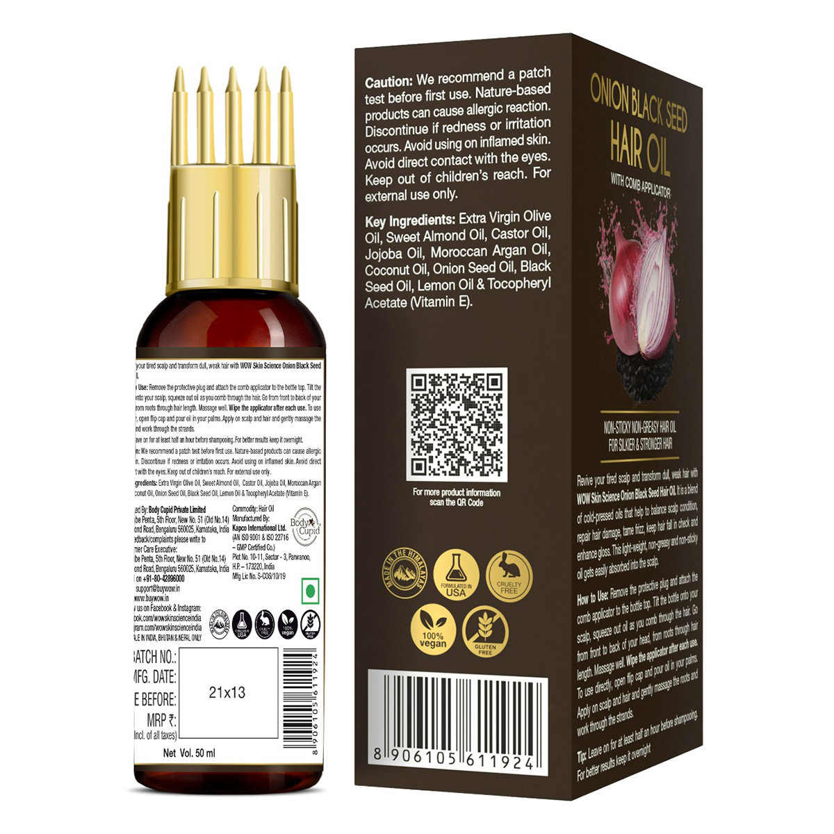 Wow Skin Science Onion Black Seed Hair Oil, 50 ml, Pack of 1 Wow Skin Science Onion Black Seed Hair Oil, 50 ml, Pack of 1