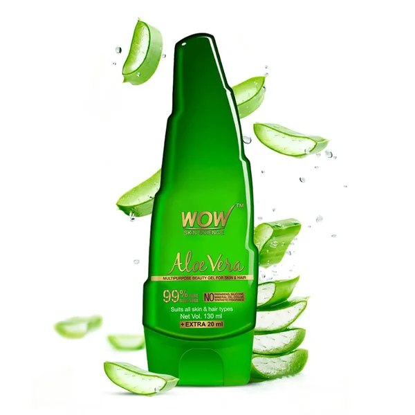 Wow Skin Science Aloe Vera Gel For Skin &amp; Hair 130 ml | 99% Pure Aloe Vera | Hydrates &amp; Nourishes | For All Skin &amp; All Hair Types, Pack of 1