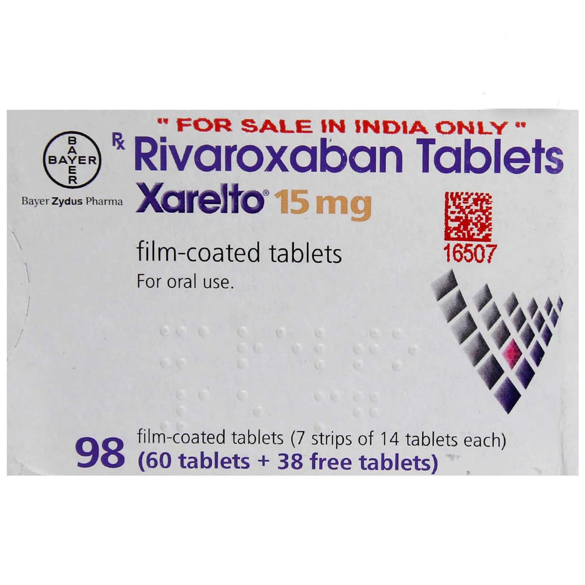 Xarelto 15 mg Tablet 98's, Pack of 1 TABLET Xarelto 15 mg Tablet 98's, Pack of 1 TABLET