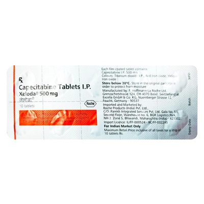 Xeloda 500 mg Tablet 10's, Pack of 10 TABLETS