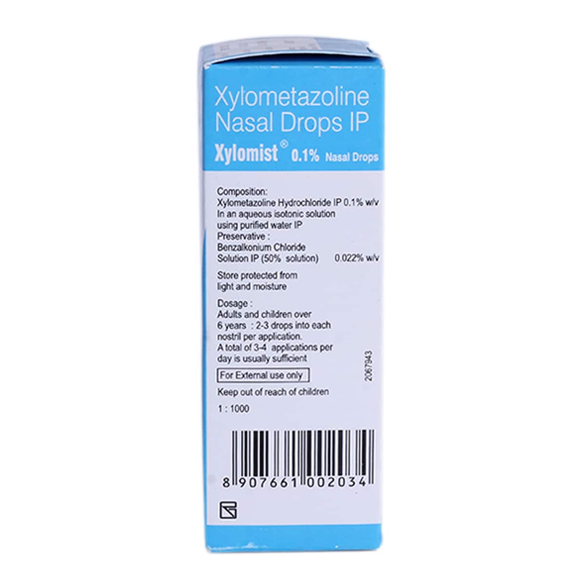 Xylomist 0.1% Nasal Drops 10 ml, Pack of 1 DROPS Xylomist 0.1% Nasal Drops 10 ml, Pack of 1 DROPS