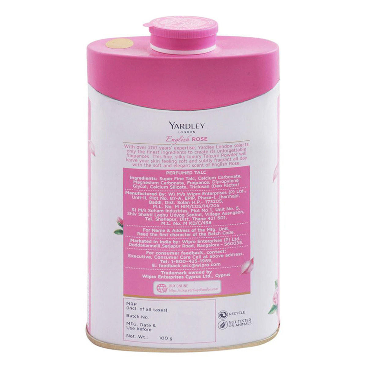 Yardley English Rose Perfumed Talcum Powder 100 gm | All Day Freshness | With Scent Of English Rose, Pack of 1 Yardley English Rose Perfumed Talcum Powder 100 gm | All Day Freshness | With Scent Of English Rose, Pack of 1