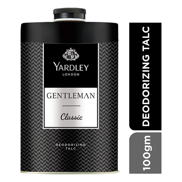 Yardley London Gentleman Classic Deodorizing Talc Powder 100 gm | Prevent Body Odour | All Day Freshness | For Men, Pack of 1