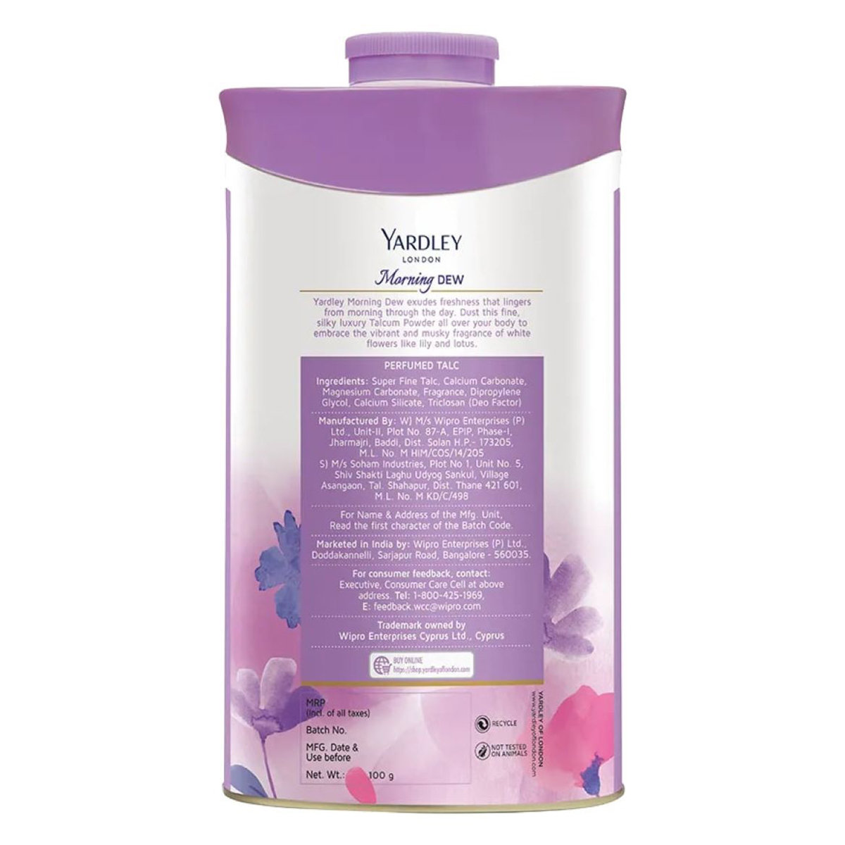 Yardley London Morning Dew Perfumed Talc Powder 100 gm | All Day Freshness | With Fragrance Of White Flower, Pack of 1 Yardley London Morning Dew Perfumed Talc Powder 100 gm | All Day Freshness | With Fragrance Of White Flower, Pack of 1