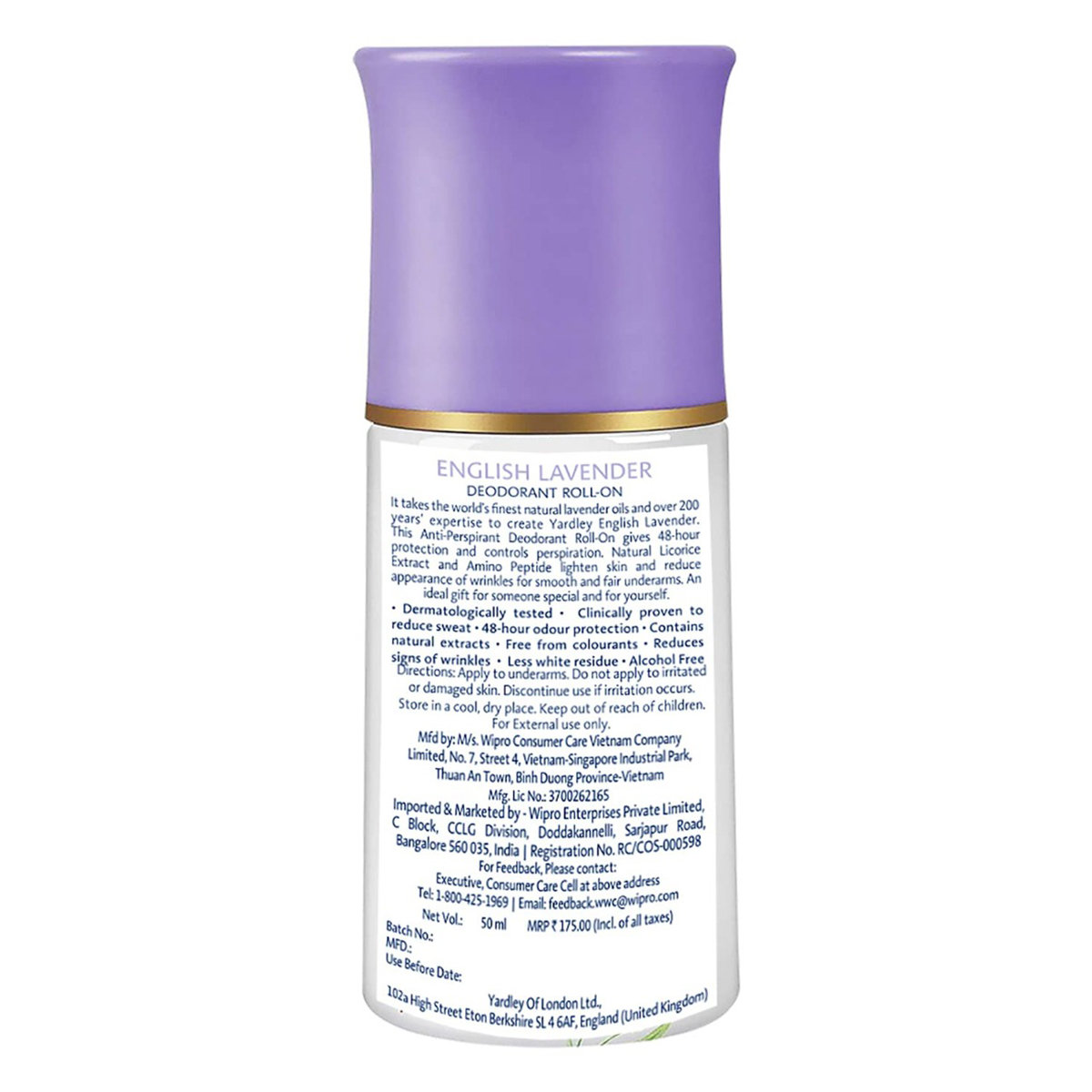 Yardley London English Lavender Deodorant Roll On, 50 ml, Pack of 1 Yardley London English Lavender Deodorant Roll On, 50 ml, Pack of 1