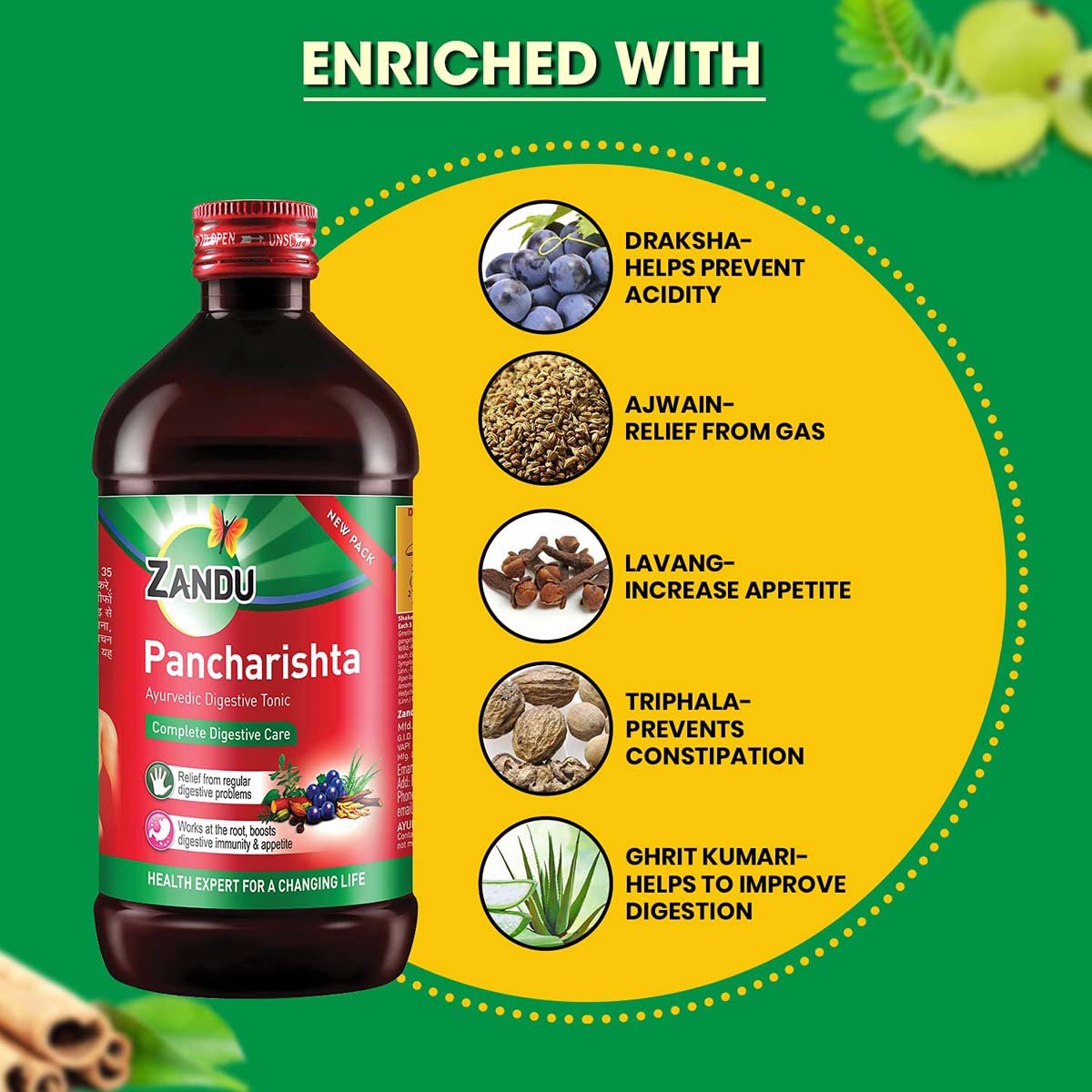 Zandu Pancharistha Ayurvedic Digestive Tonic, 450 ml, Pack of 1 Zandu Pancharistha Ayurvedic Digestive Tonic, 450 ml, Pack of 1