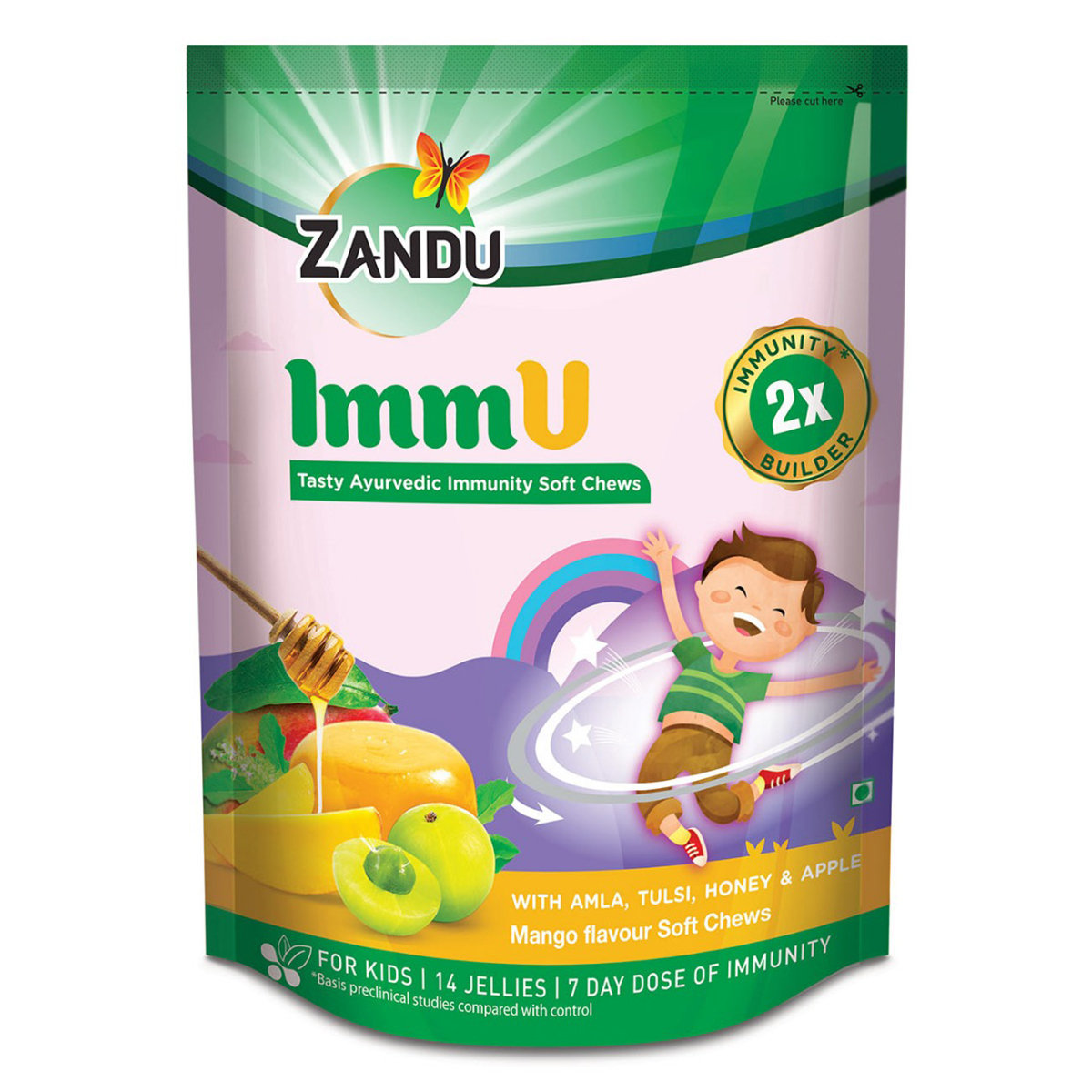 Zandu ImmU Tasty Ayurvedic Immunity Soft Chews Mango Flavour Jellies, 84 gm, Pack of 1 Zandu ImmU Tasty Ayurvedic Immunity Soft Chews Mango Flavour Jellies, 84 gm, Pack of 1