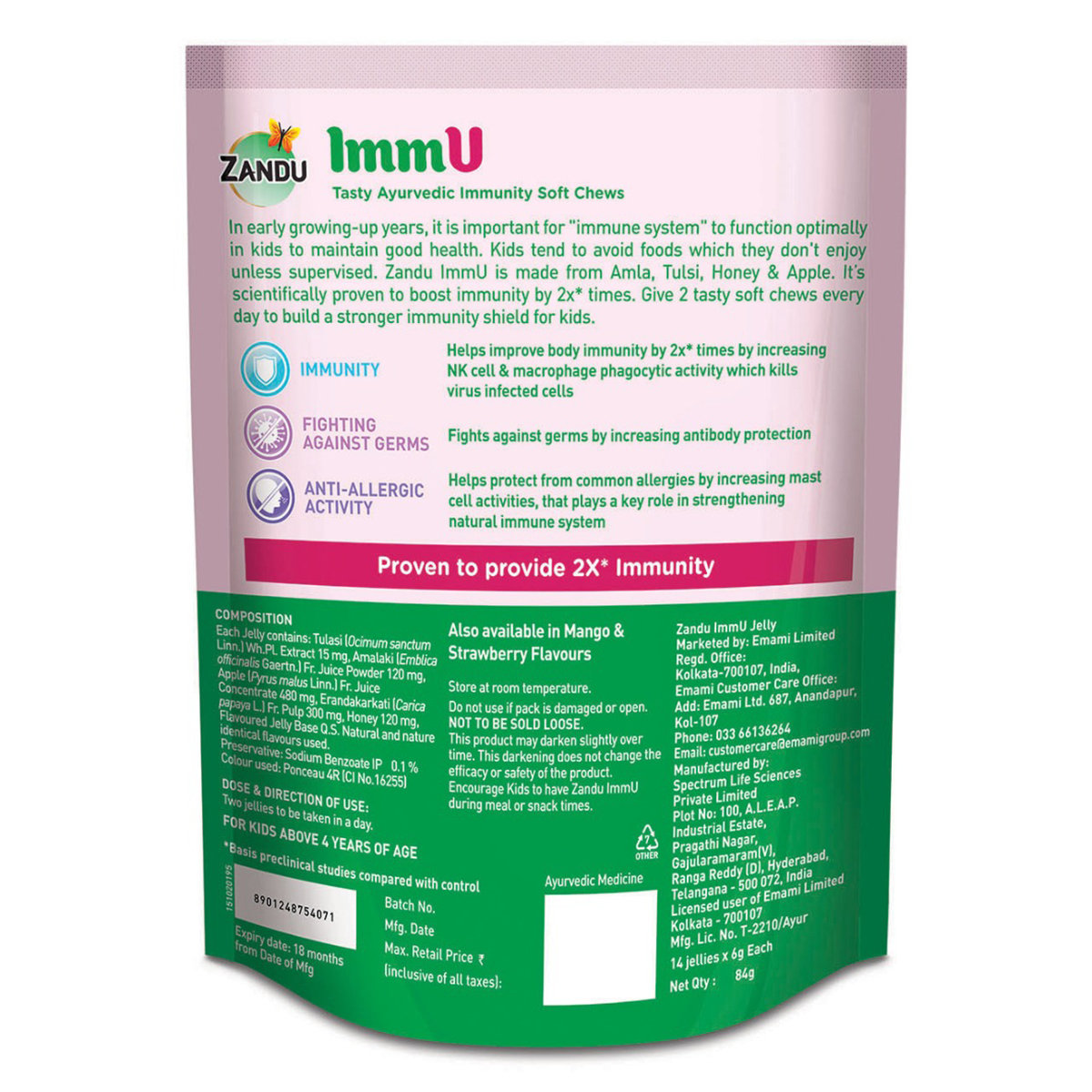 Zandu ImmU Tasty Ayurvedic Immunity Soft Chews Mixed Flavour Jellies, 84 gm, Pack of 1 Zandu ImmU Tasty Ayurvedic Immunity Soft Chews Mixed Flavour Jellies, 84 gm, Pack of 1