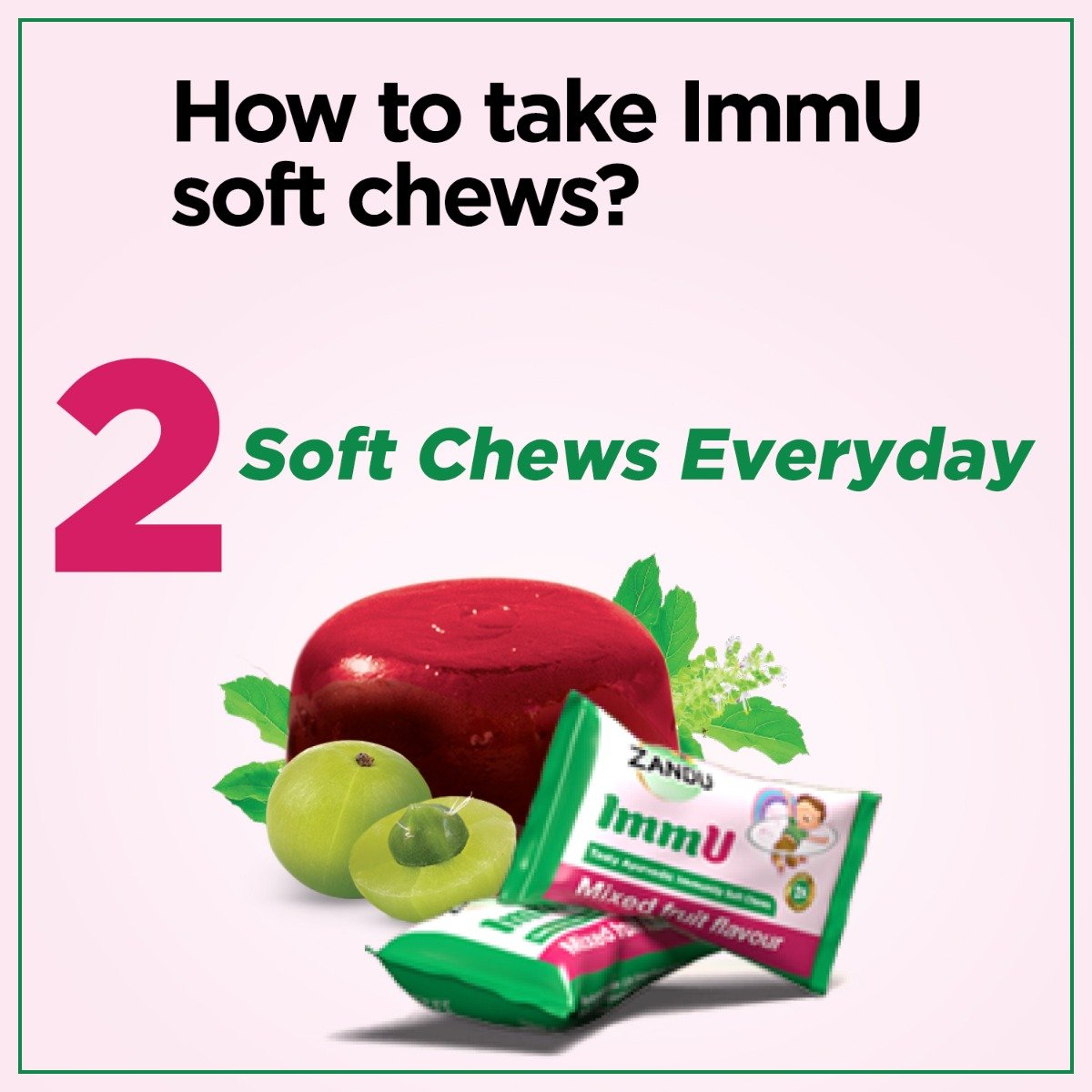 Zandu ImmU Tasty Ayurvedic Immunity Soft Chews Mixed Flavour Jellies, 84 gm, Pack of 1 Zandu ImmU Tasty Ayurvedic Immunity Soft Chews Mixed Flavour Jellies, 84 gm, Pack of 1