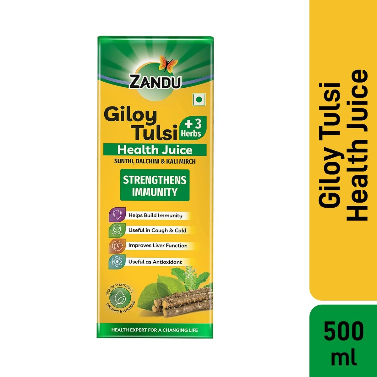 Zandu Giloy Tulsi +3 Herbs Health Juice, 500 ml, Pack of 1 Zandu Giloy Tulsi +3 Herbs Health Juice, 500 ml, Pack of 1