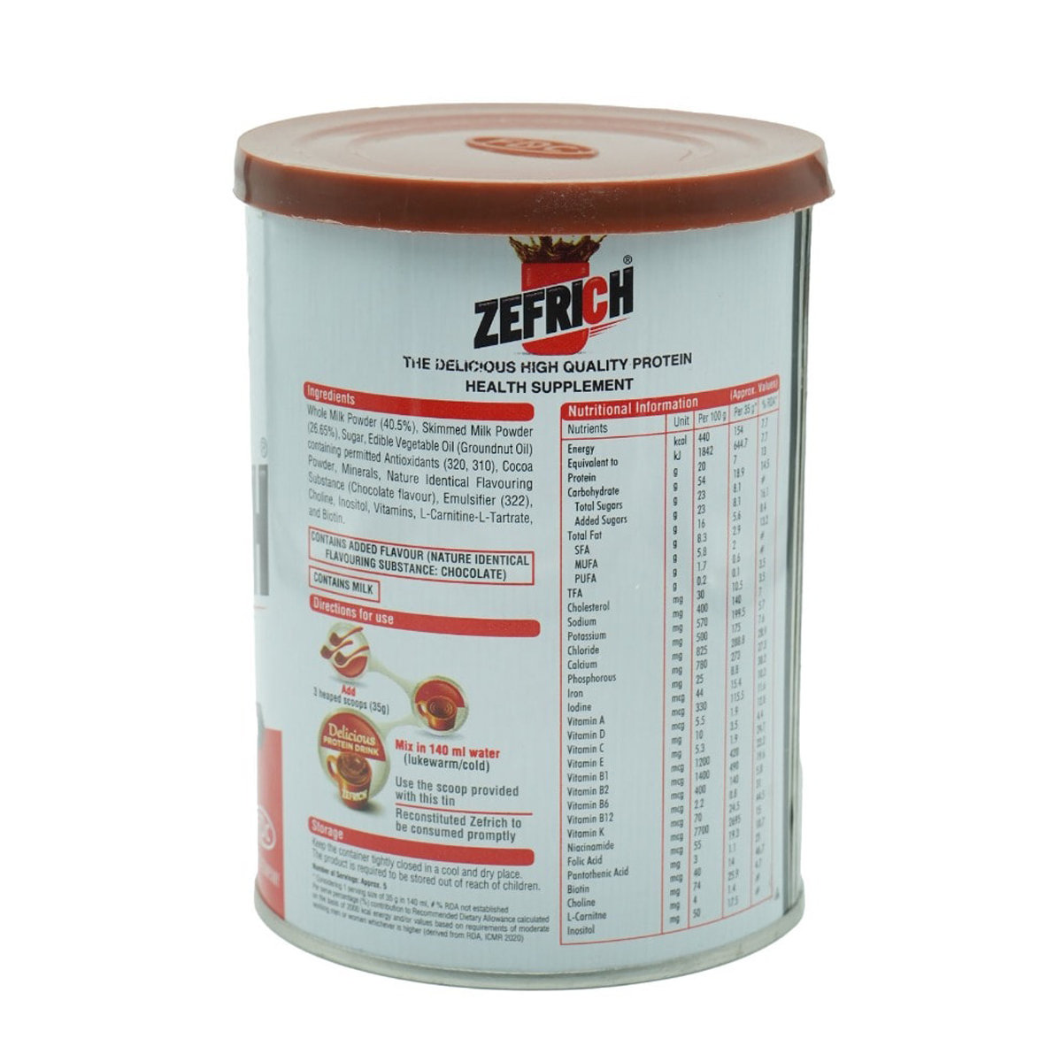 Zefrich Chocolate Flavour Powder, 200 gm Tin, Pack of 1 Powder Zefrich Chocolate Flavour Powder, 200 gm Tin, Pack of 1 Powder