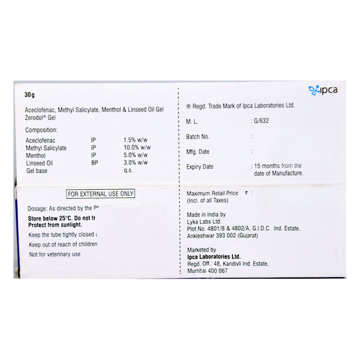 Zerodol Gel 30Gm, Pack of 1 Gel Zerodol Gel 30Gm, Pack of 1 Gel