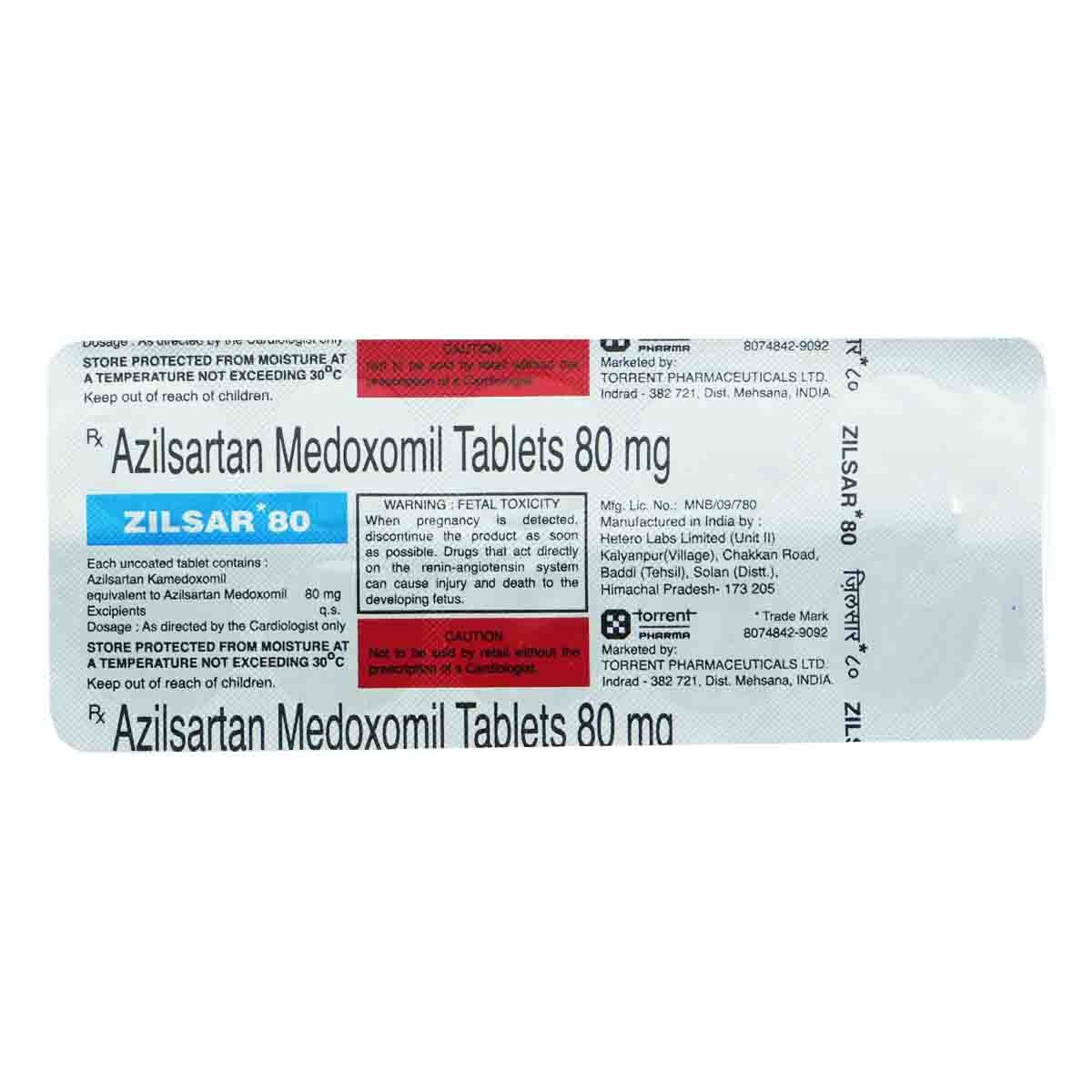 Zilsar 80 Tablet 10's, Pack of 10 TABLETS Zilsar 80 Tablet 10's, Pack of 10 TABLETS