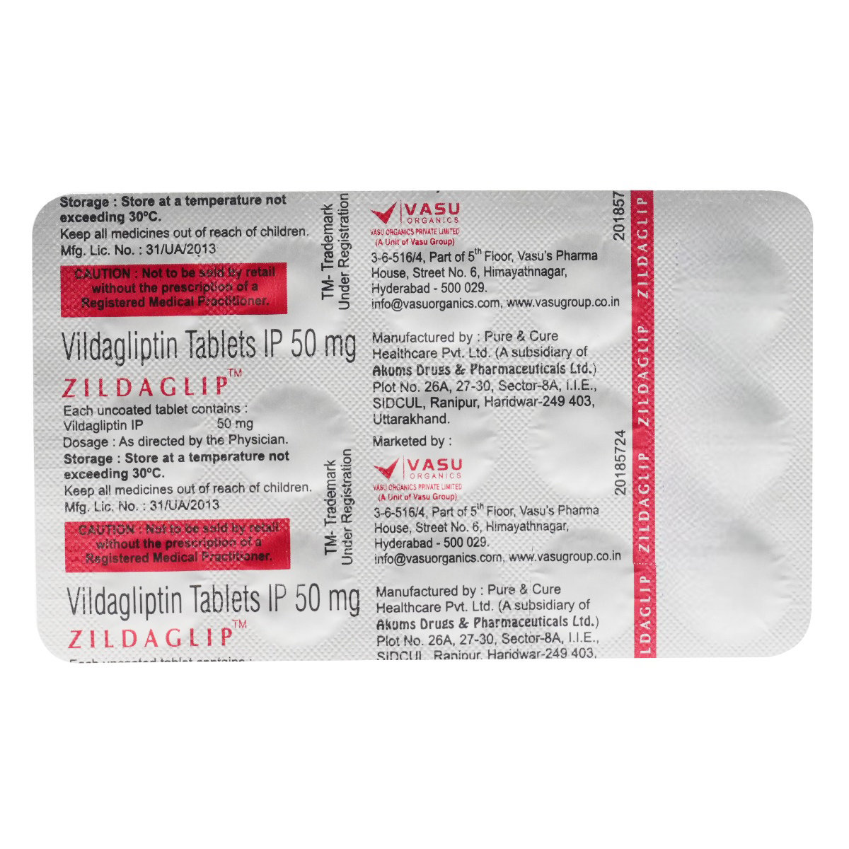 Zildaglip 50 Tablet 15's, Pack of 15 TABLETS Zildaglip 50 Tablet 15's, Pack of 15 TABLETS
