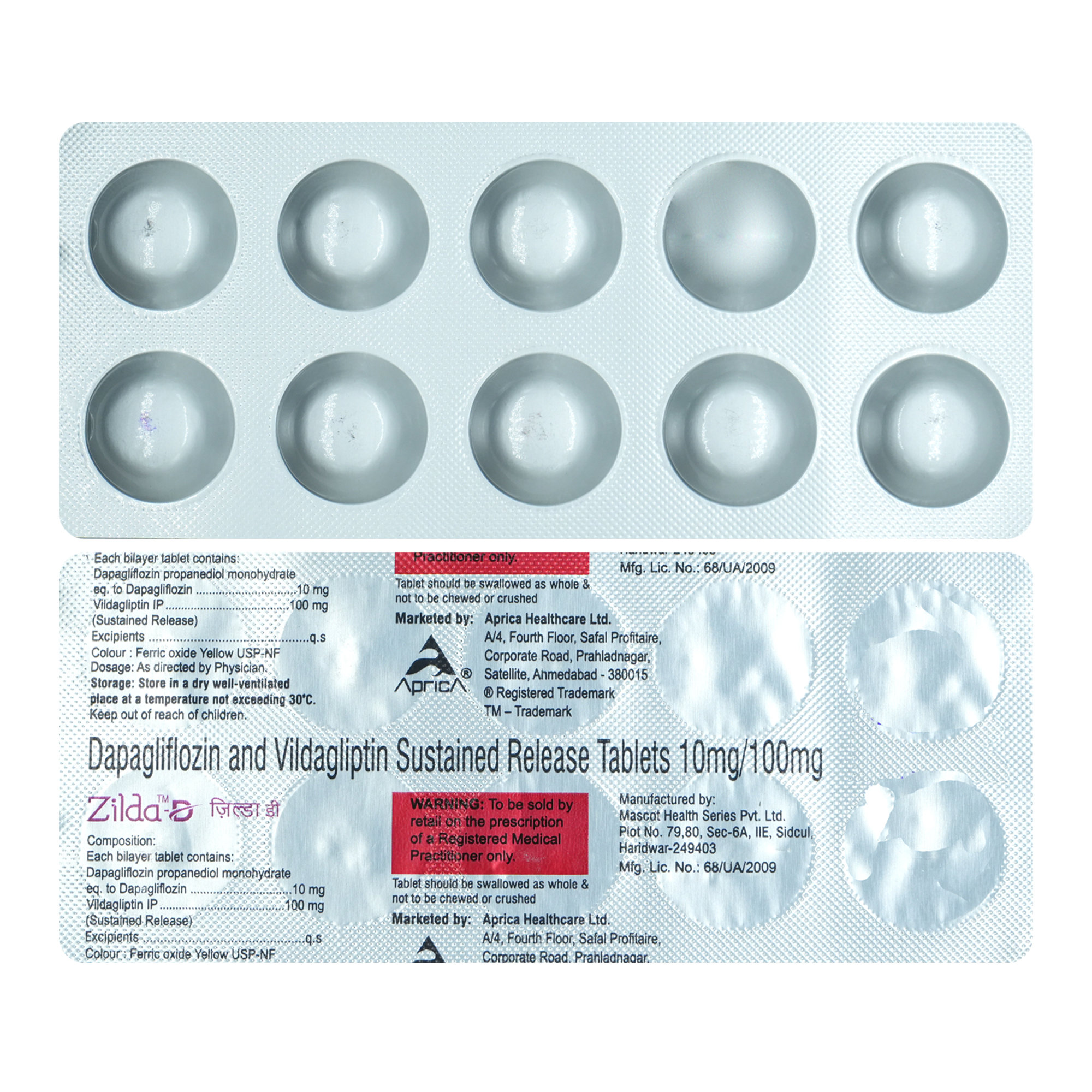 Zilda-D 10 mg/100 mg Tablet 10's, Pack of 10 Zilda-D 10 mg/100 mg Tablet 10's, Pack of 10