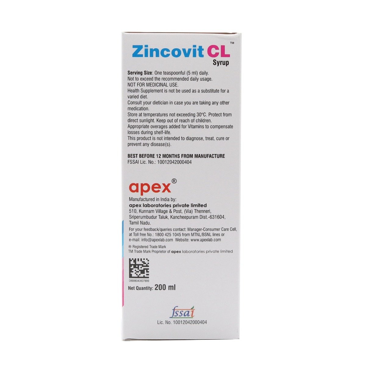 Zincovit CL Syrup 200 ml, Pack of 1 Zincovit CL Syrup 200 ml, Pack of 1