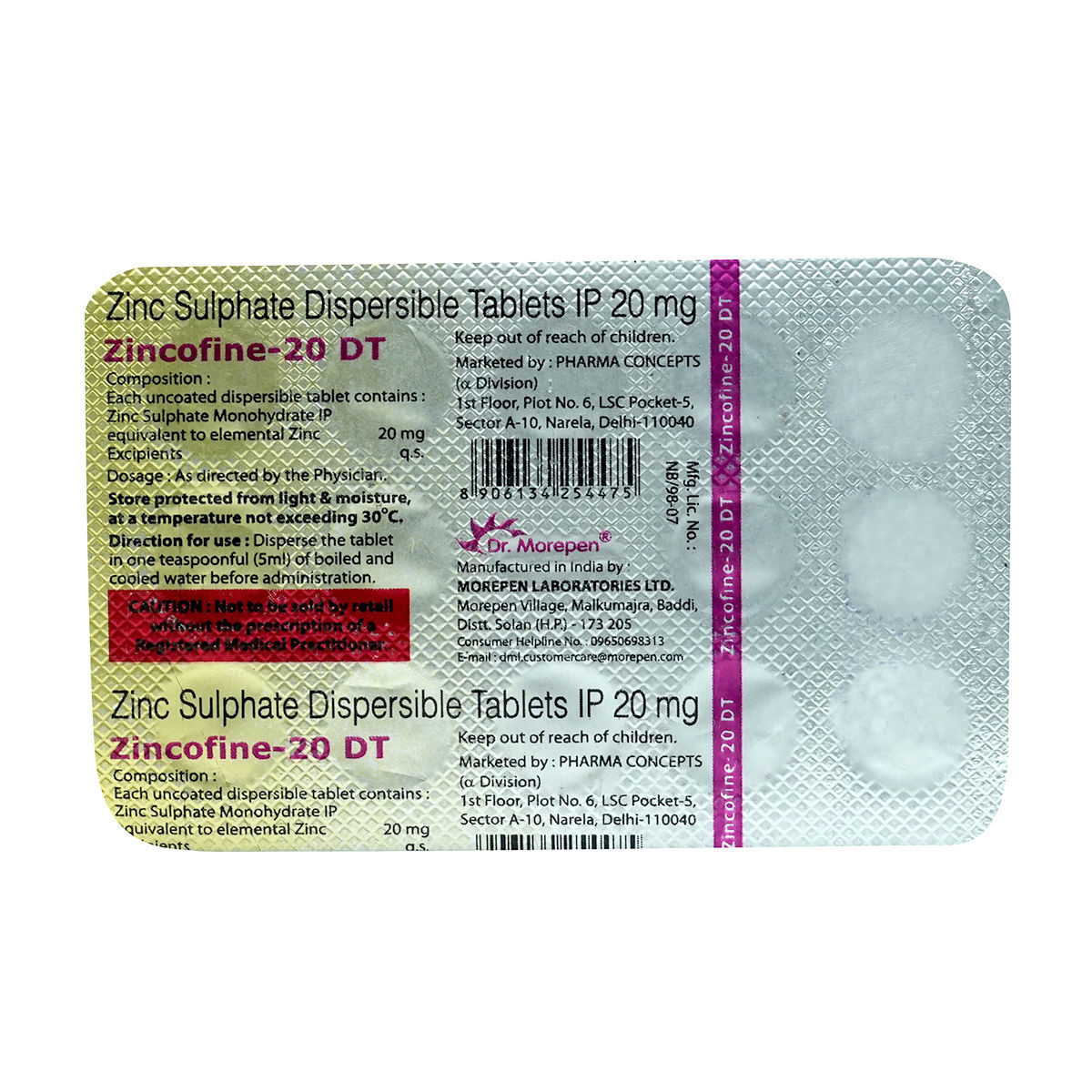 Buy Zincofine-20 DT Tablet 14's Online