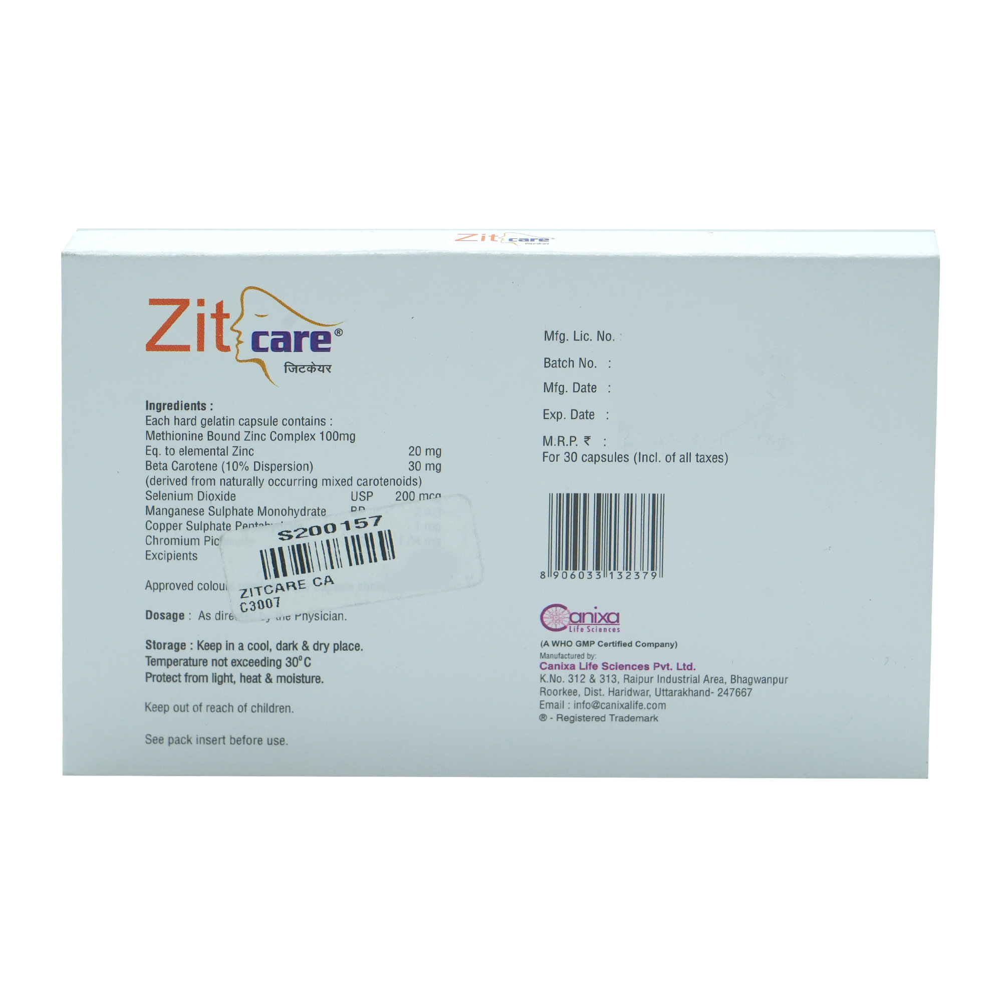 Zitcare Capsule 30's, Pack of 30 CAPSULES Zitcare Capsule 30's, Pack of 30 CAPSULES