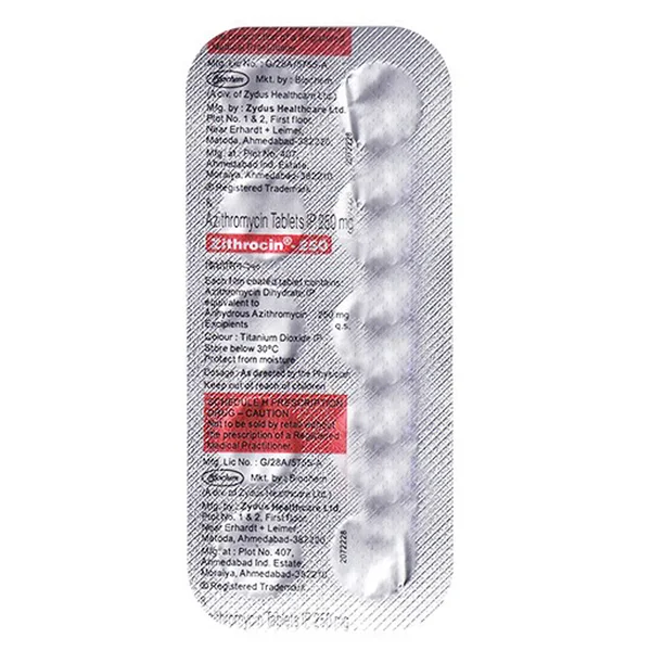 Zithrocin 250 Tablet 10's, Pack of 10 TABLETS