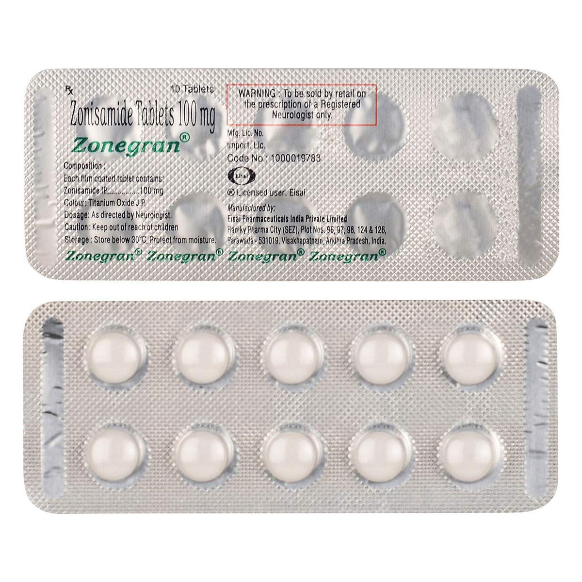 Buy Zonegran Tablet 10's Online