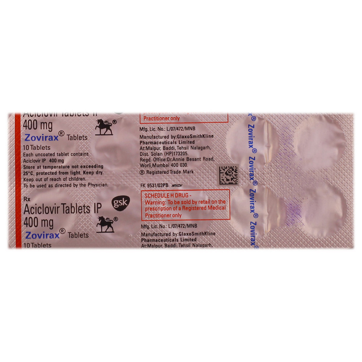 Zovirax 400 Tablet 10's, Pack of 10 TABLETS Zovirax 400 Tablet 10's, Pack of 10 TABLETS