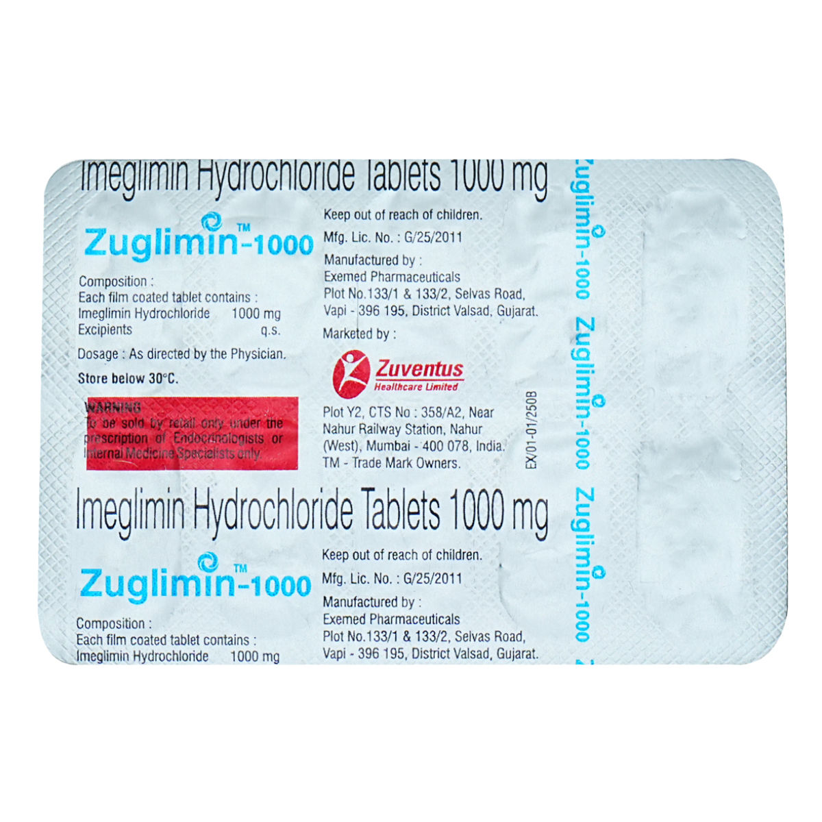 Buy Zuglimin-1000 Tablet 10's Online