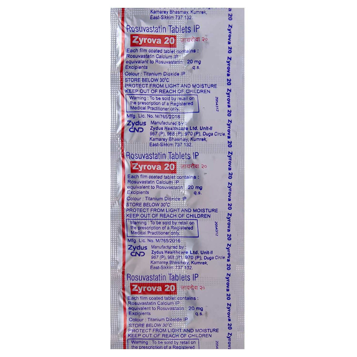 Zyrova 20 Tablet 10's, Pack of 10 TABLETS Zyrova 20 Tablet 10's, Pack of 10 TABLETS