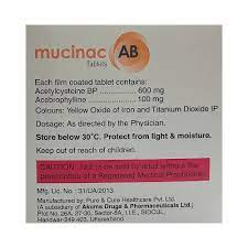 Mucinac AB Tablet 10's, Pack of 10 TABLETS Mucinac AB Tablet 10's, Pack of 10 TABLETS