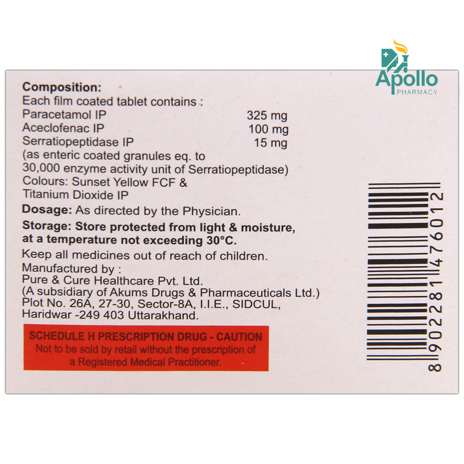 Acecloren Tablet 10's, Pack of 10 TabletS Acecloren Tablet 10's, Pack of 10 TabletS