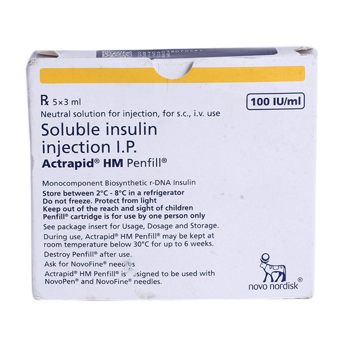 Buy Actrapid Hm 100Iu/ml Penfill 3 ml Online